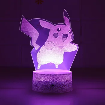 Pokemon naktį šviesos Pikachu 3D stalo lempa, vaikų, miegamojo apšvietimas, apdaila gimtadienio dovana 7/16 spalva sėdynės lempos anime šviesos