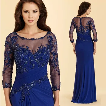 Puošnios Nėrinių Tamsiai Mėlyna Plius Dydis Undinė Motina Nuotakos Suknelės Vestuvėms 2019 Šifono Jaunikis Krikštamotė Suknelės Chalatai