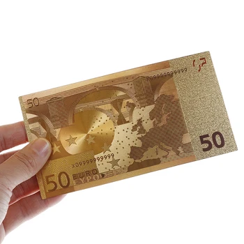 Spalvinga Aukso Euro Banknotų Aukso Nepadengti Popieriniai Pinigai 8Pcs Nustatyti Aukso Folija Banknotą su Sertifikato Kortelė Verta Surinkimo Karšto Pardavimo