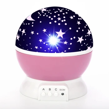 Star Projektoriaus Lempa Vaikų Miegamasis LED Nakties Šviesos Kūdikių Lempos Dekoro Sukasi Žvaigždėtą Darželio Mėnulis Galaxy Projektorius Stalo Lempa
