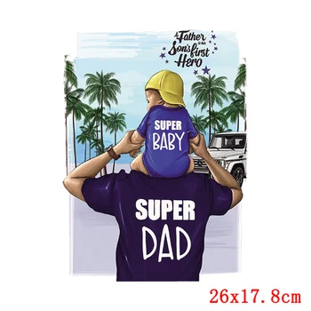 Super Tėtis/Baby Lopai Drabužius Tėvų-Vaikų Šilumos Perdavimo Šilumos Lipdukus Ant Drabužių Pleistras Geležies Perdavimo Drabužių