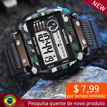 SYNOKE 2021 Naujas Brazilija Specialios Aikštėje Kamufliažas Laikrodžiai Vyrų Sporto Žiūrėti didžiajame Ekrane Šalta Maudytis Digital Multi-Funkcija Laikrodis