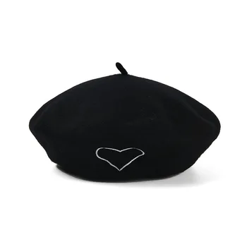 USPOP Žiemos Skrybėlės Moterims Vilnos Beretės Mados Širdies siuvinėjimo Beretė Skrybėlę