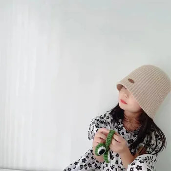 Vaikai Beanies Skrybėlę Korėjos Versija, Berniukų, Mergaičių Megzti Bžūp Išlaikyti Šiltas Vaikai Kibirą Skrybėlės Vientisos Spalvos Kūdikių Baseine Kepurės Unisex Kepuraitės