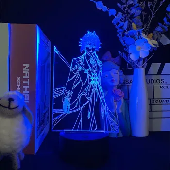 Veiksmų Skaičius, Atsižvelgiant Genshin Poveikio Zhongli Anime 3D Lempos pagrindiniai kištukiniai naktinių lempų lizdai Led Dekoro Miegamojo Apšvietimo Rinkinys, Akrilo Šviesos Nuotolinio Valdymo