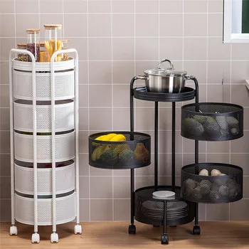 Virtuvės Saugojimo Metalo Stovo Sukimosi Multi-layer stalčiuko Įvairenybės Vaisių Krepšelis Laikymo Vežimėlis Virtuvės Lentynos Dalykėlių