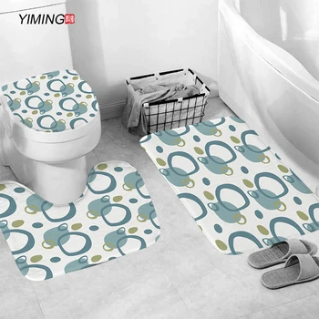 Vonios tualeto neslidus kilimų paprastos geometrinės linijos spausdinimo vonios kambaryje kiliminė danga, vonios kambarys dekoratyvinės grindų kilimėlis nustatyti 3pcs