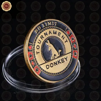 WR suvenyras, dovanos, Antikvariniai Kazino Monetos No Limit Pokerio Turnyro Iššūkis Monetos Su Donkey Logotipas Naujovė Auksą, Padengtą Monetos