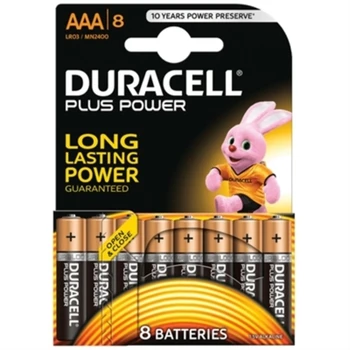 Šarminės Baterijos DURACELL Plus LR03 AAA 1,5 V (8 vnt.)