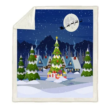 Šiltų Kalėdų Antklodė Eglutės Animacinių Filmų Sherpa Vilnos Minkšti Žiemos Mesti Antklodės Kalėdos Pliušinis Lovatiesė Lovos, Sofa Travel Cover